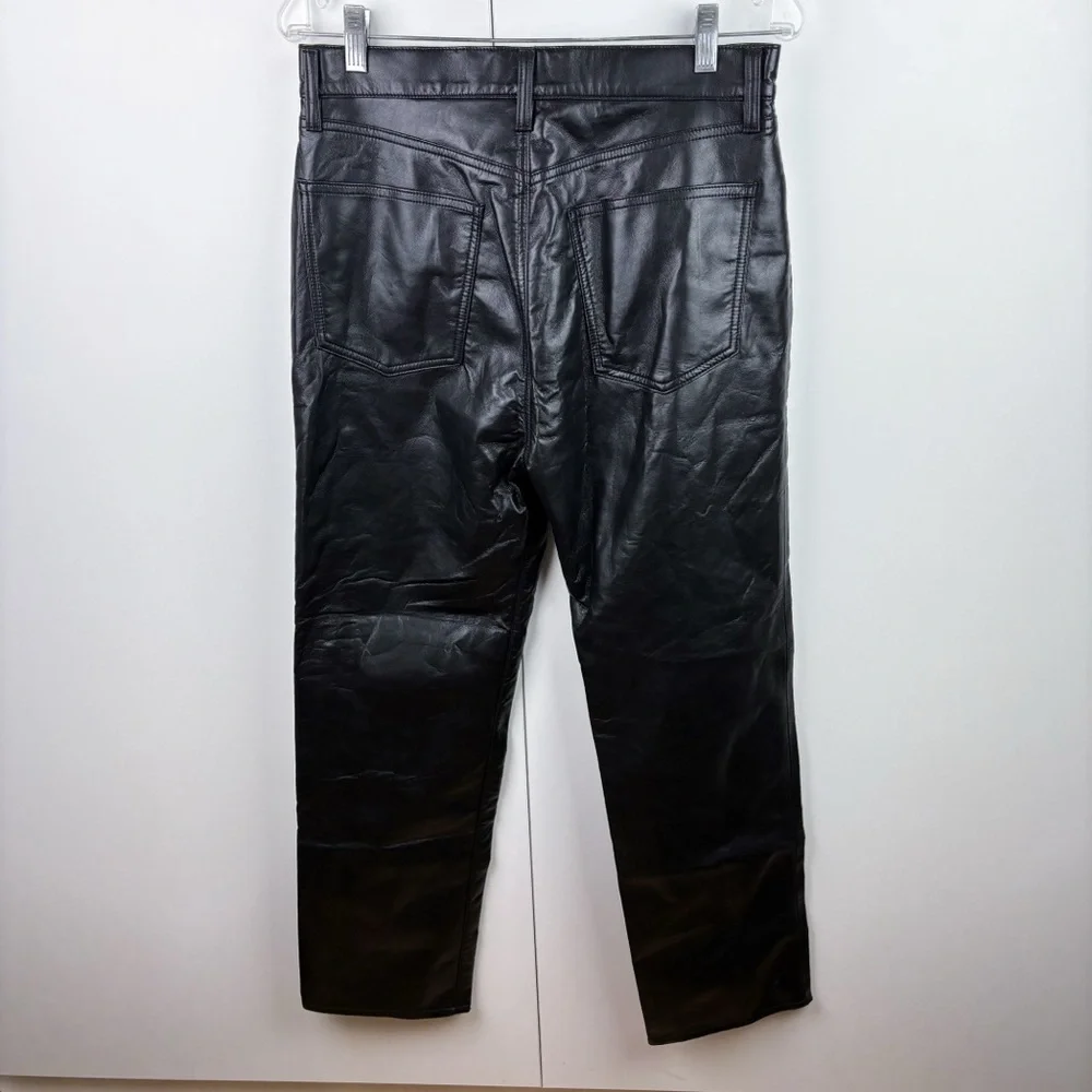 AGOLDE 90s Pinch Waist Recycled Leather Pant Detox Black High Rise Straight 29
